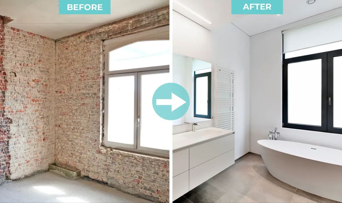 Before and after bathroom transformation