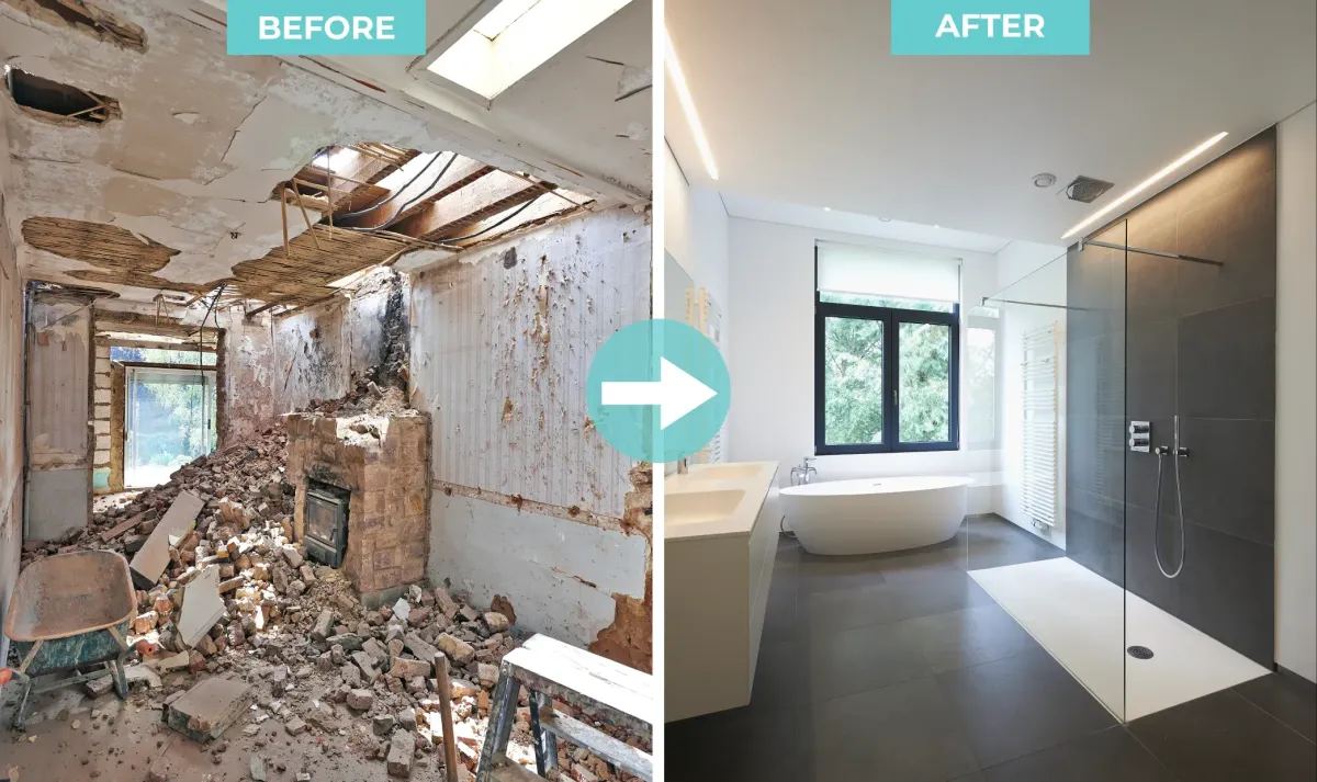 Before and after bathroom transformation